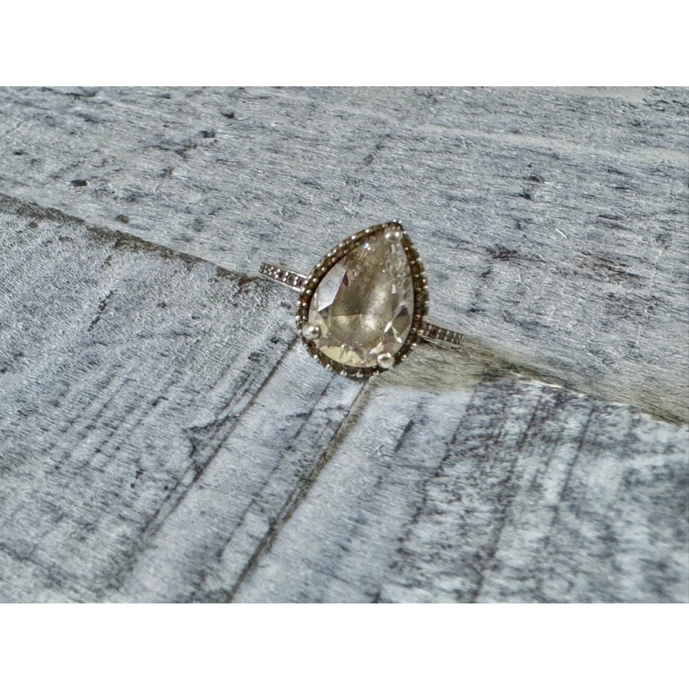 Teardrop Champagne Crystal Halo Ring - Women Jewelry